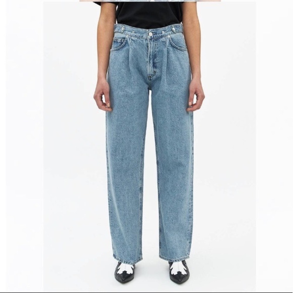 Agolde Baggy Straight Jeans Adjustable Waist Button Tabs Size 25